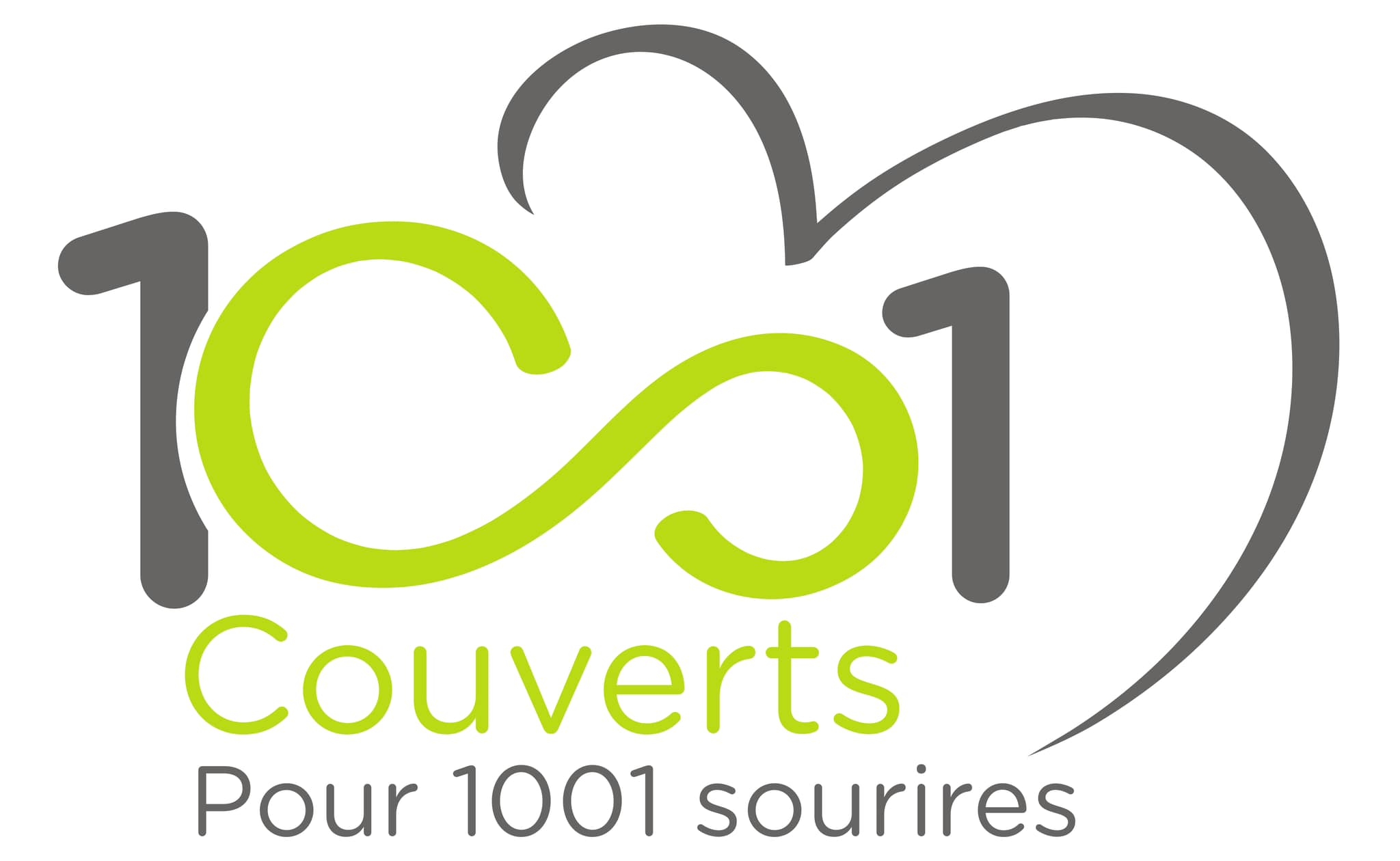 logo de 1001 couverts pour 1001 sourires ça représente le chiffre 1 deux fois et etre ceux ci l'infini